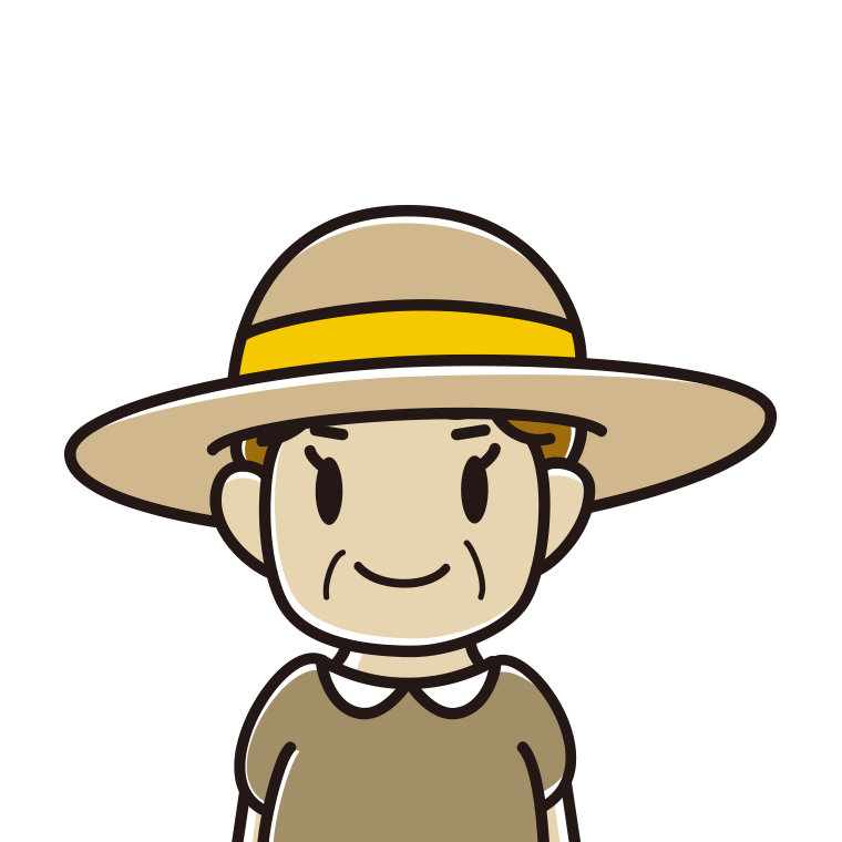 麦わら帽子をかぶるおばさんのイラスト【色あり、背景なし】透過PNG