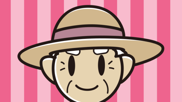 麦わら帽子をかぶるおじいさんのイラスト【色、背景あり】PNG