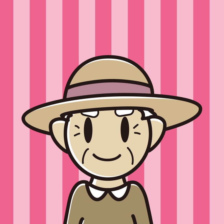 麦わら帽子をかぶるおじいさんのイラスト【色、背景あり】PNG