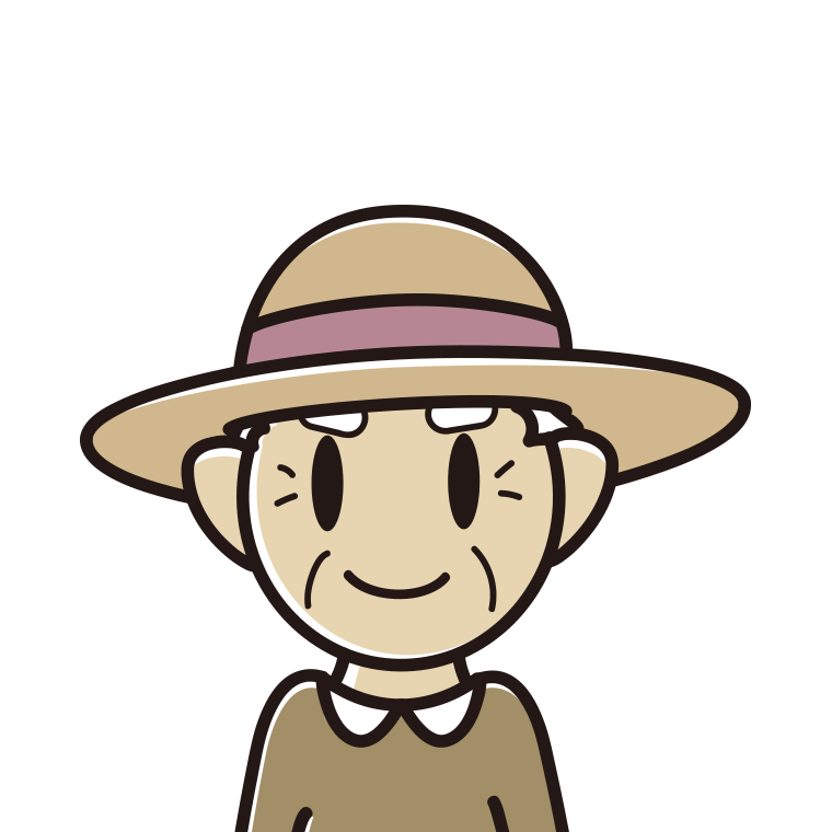 麦わら帽子をかぶるおじいさんのイラスト【色あり、背景なし】透過PNG