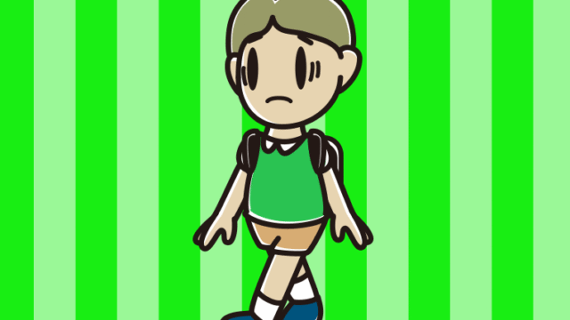 通学中に困る小学生男子のイラスト【色、背景あり】PNG