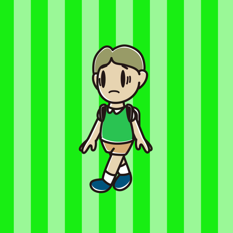 通学中に困る小学生男子のイラスト【色、背景あり】PNG