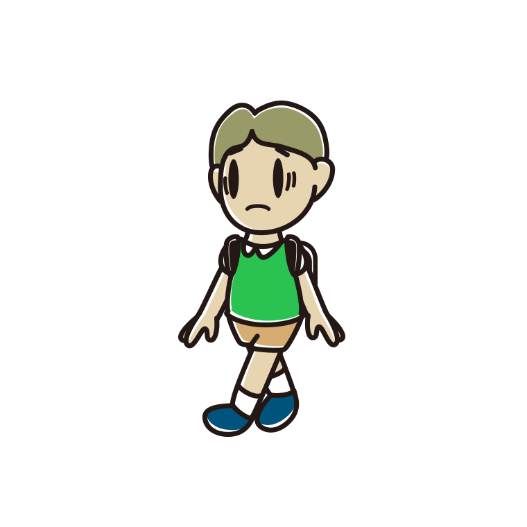 通学中に困る小学生男子のイラスト【色あり、背景なし】透過PNG