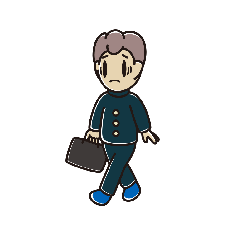 通学中に困る男子中学生のイラスト【色あり、背景なし】透過PNG