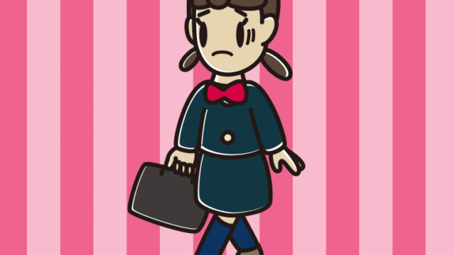 通学中に困る女子中学生のイラスト【色、背景あり】PNG