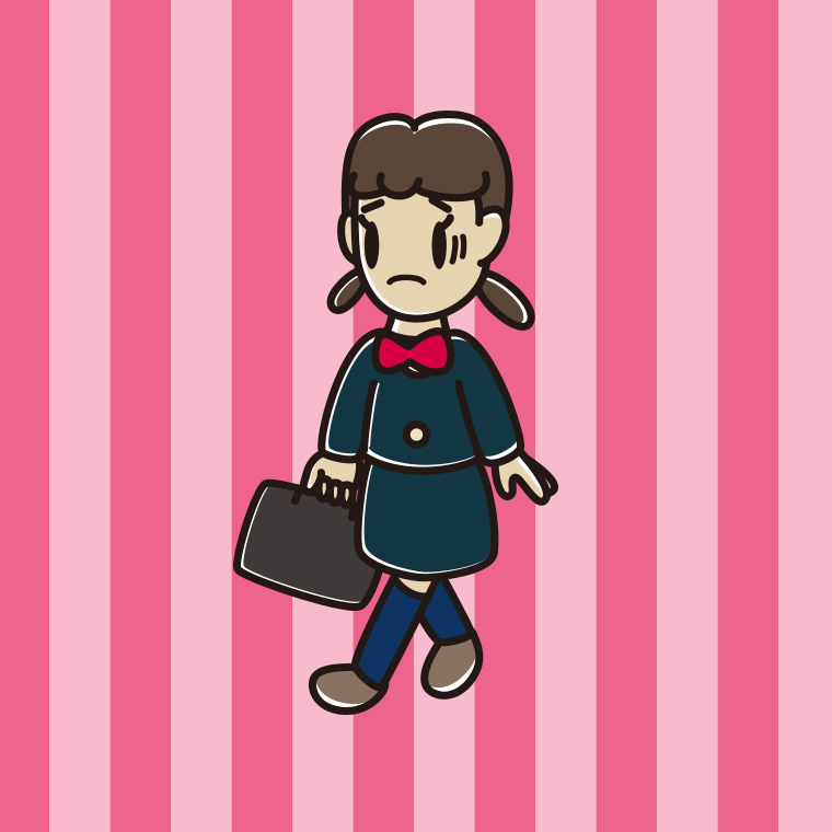 通学中に困る女子中学生のイラスト【色、背景あり】PNG