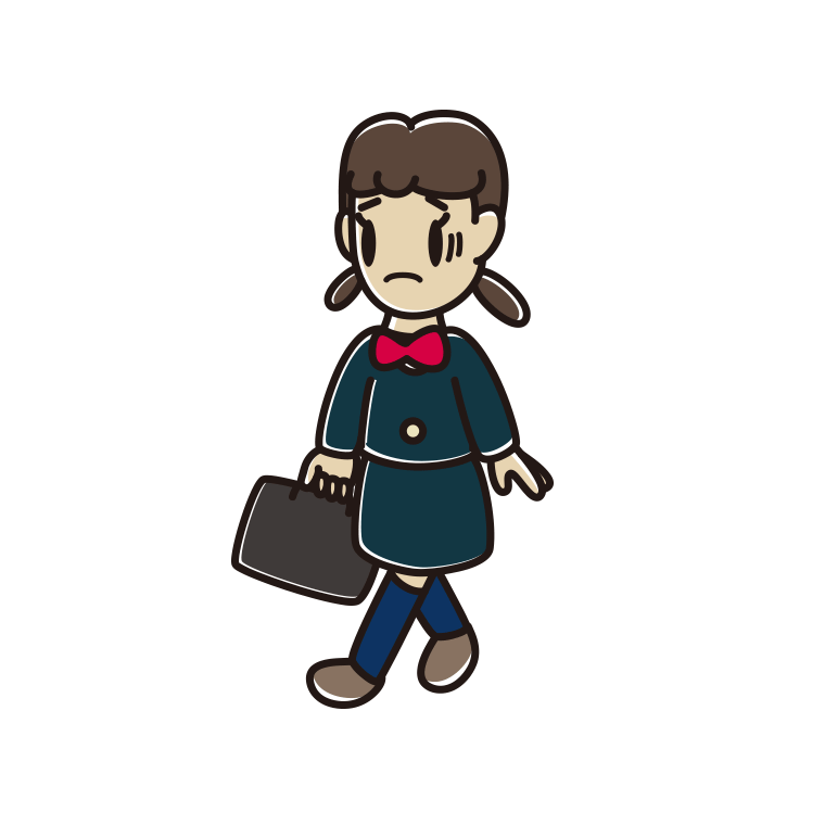 通学中に困る女子中学生のイラスト【色あり、背景なし】透過PNG