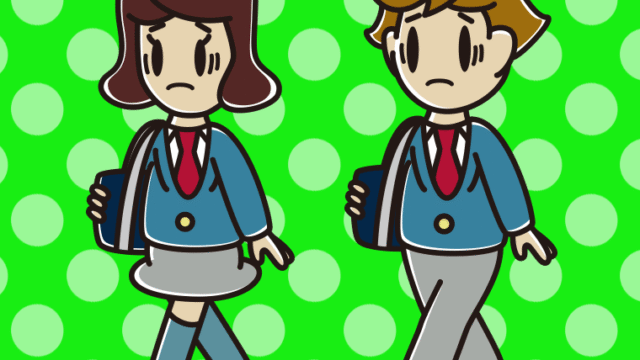 通学中に困る高校生のイラスト【色、背景あり】PNG