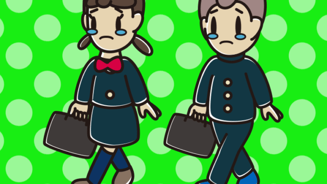 泣きながら通学する中学生のイラスト【色、背景あり】PNG