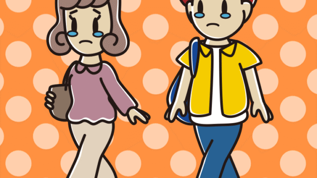 泣きながら通学する大学生のイラスト【色、背景あり】PNG