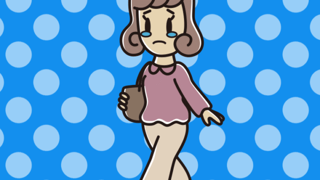 泣きながら通学する女子大学生のイラスト【色、背景あり】PNG