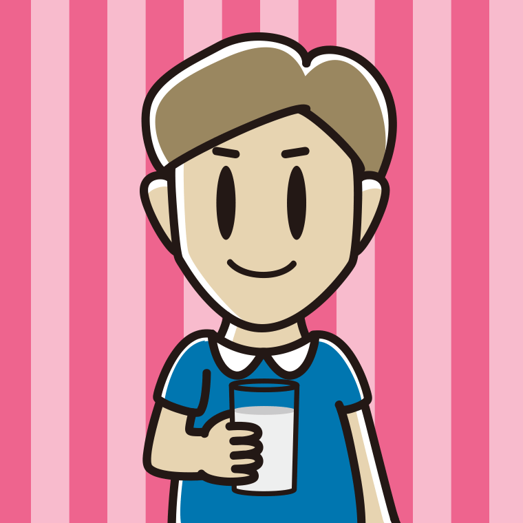 牛乳を飲む男性のイラスト【色、背景あり】PNG
