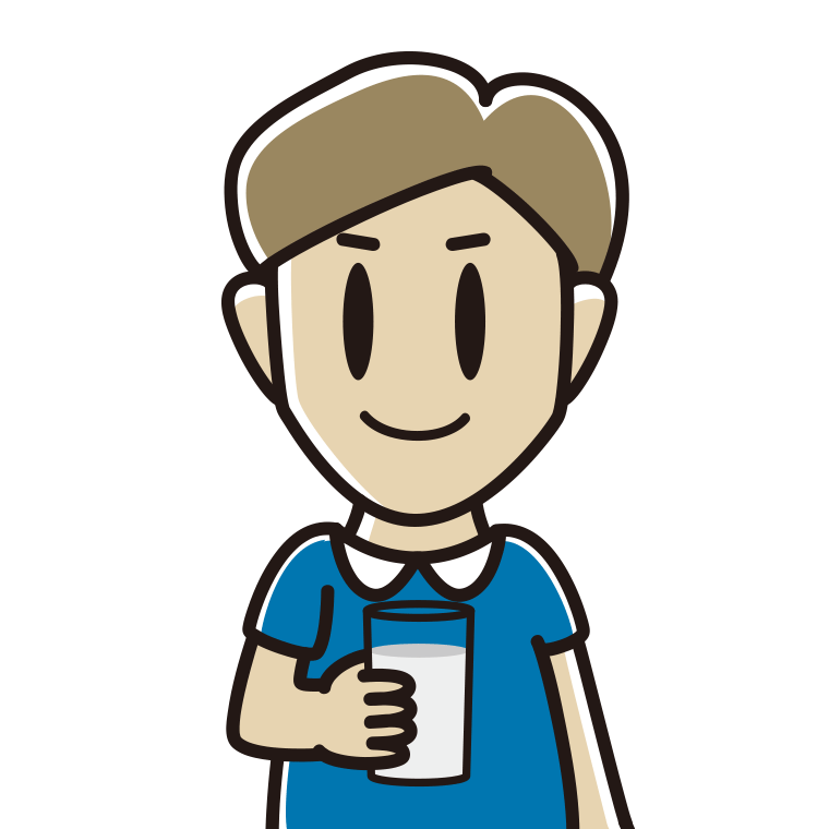 牛乳を飲む男性のイラスト【色あり、背景なし】透過PNG