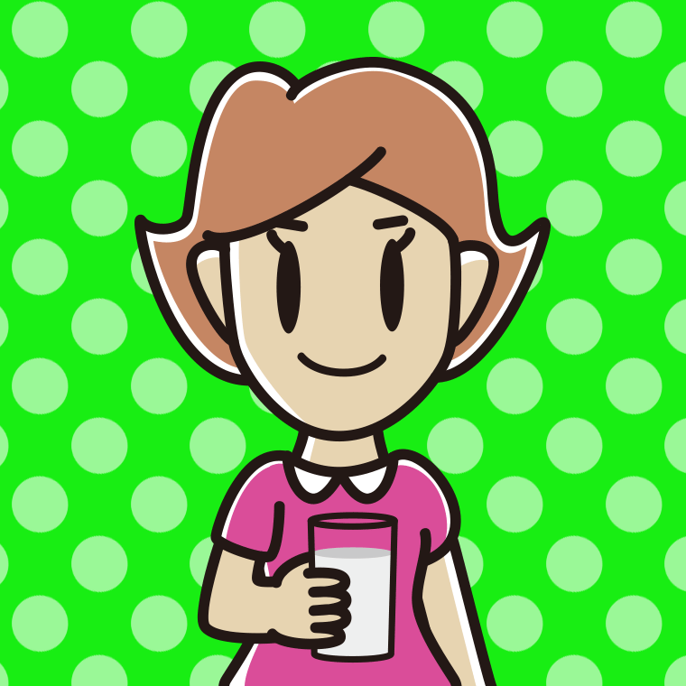 牛乳を飲む女性のイラスト【色、背景あり】PNG