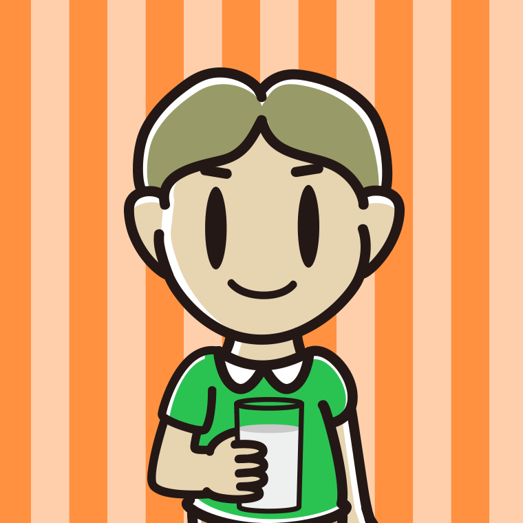 牛乳を飲む小学生男子のイラスト【色、背景あり】PNG
