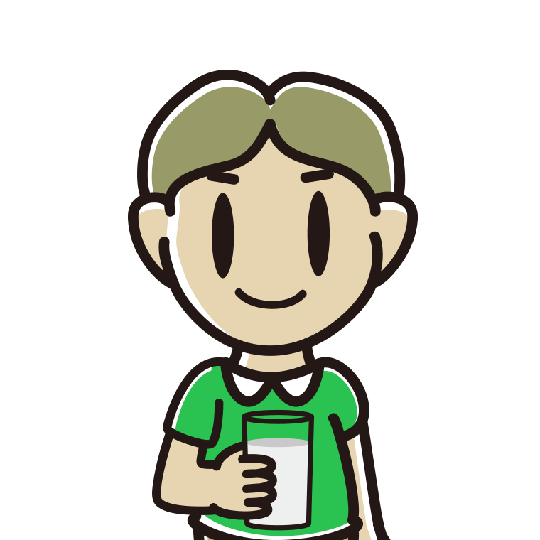 牛乳を飲む小学生男子のイラスト【色あり、背景なし】透過PNG