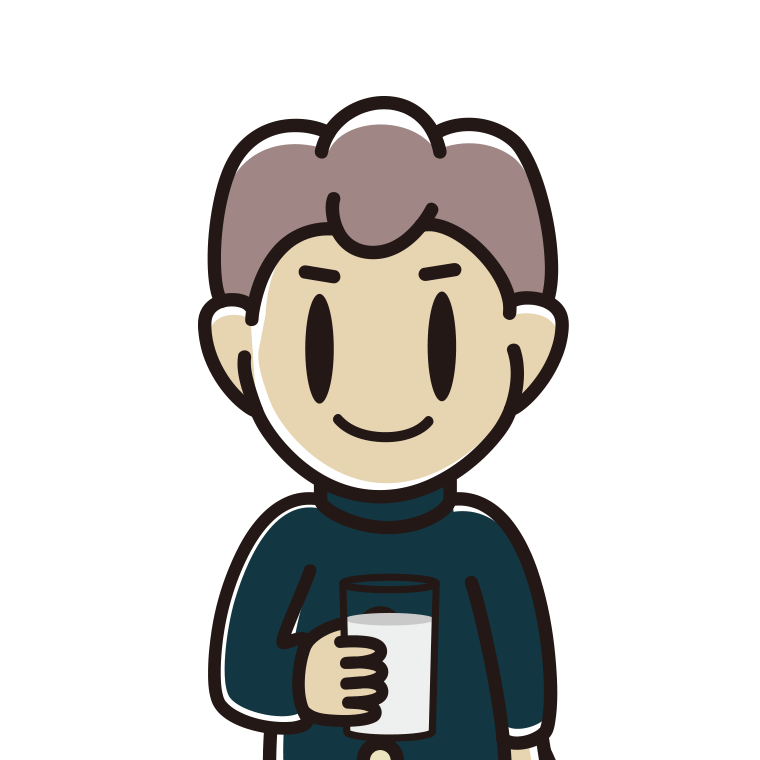 牛乳を飲む男子中学生のイラスト【色あり、背景なし】透過PNG
