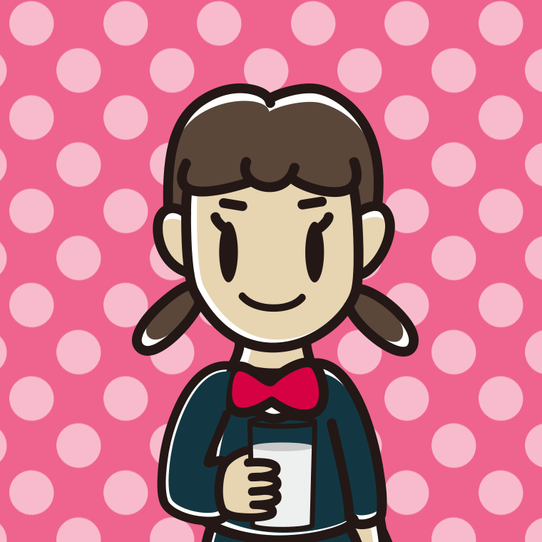 牛乳を飲む女子中学生のイラスト【色、背景あり】PNG