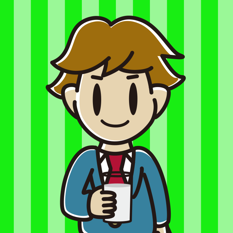 牛乳を飲む男子高校生のイラスト【色、背景あり】PNG