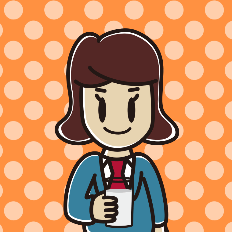 牛乳を飲む女子高校生のイラスト【色、背景あり】PNG