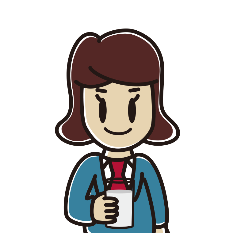 牛乳を飲む女子高校生のイラスト【色あり、背景なし】透過PNG