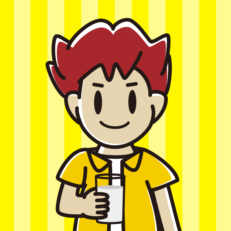 牛乳を飲む男子大学生のイラスト【色、背景あり】PNG