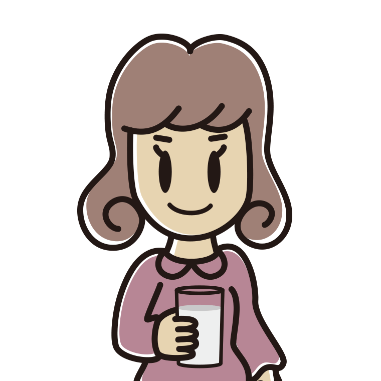 牛乳を飲む女子大学生のイラスト【色あり、背景なし】透過PNG