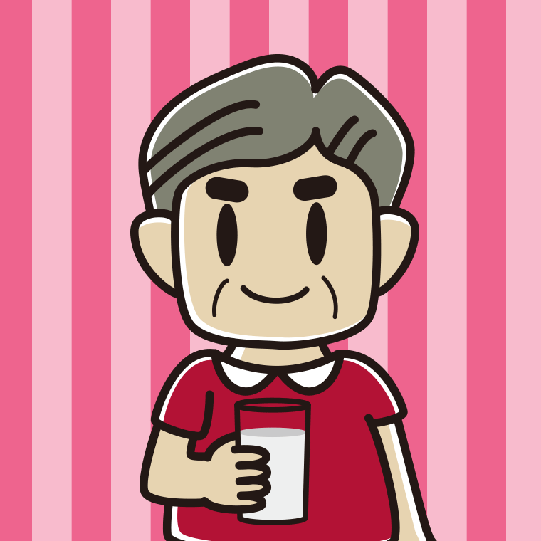 牛乳を飲むおじさんのイラスト【色、背景あり】PNG