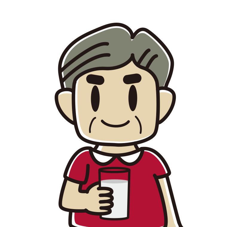 牛乳を飲むおじさんのイラスト【色あり、背景なし】透過PNG