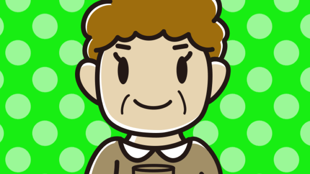 牛乳を飲むおばさんのイラスト【色、背景あり】PNG