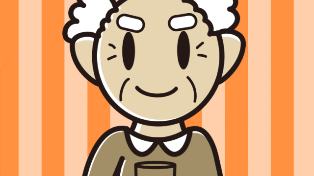 牛乳を飲むおじいさんのイラスト【色、背景あり】PNG