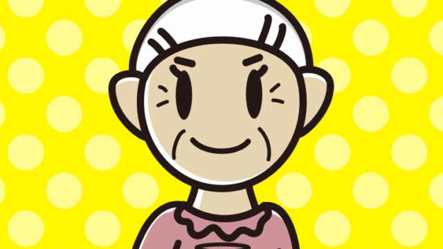 牛乳を飲むおばあさんのイラスト【色、背景あり】PNG