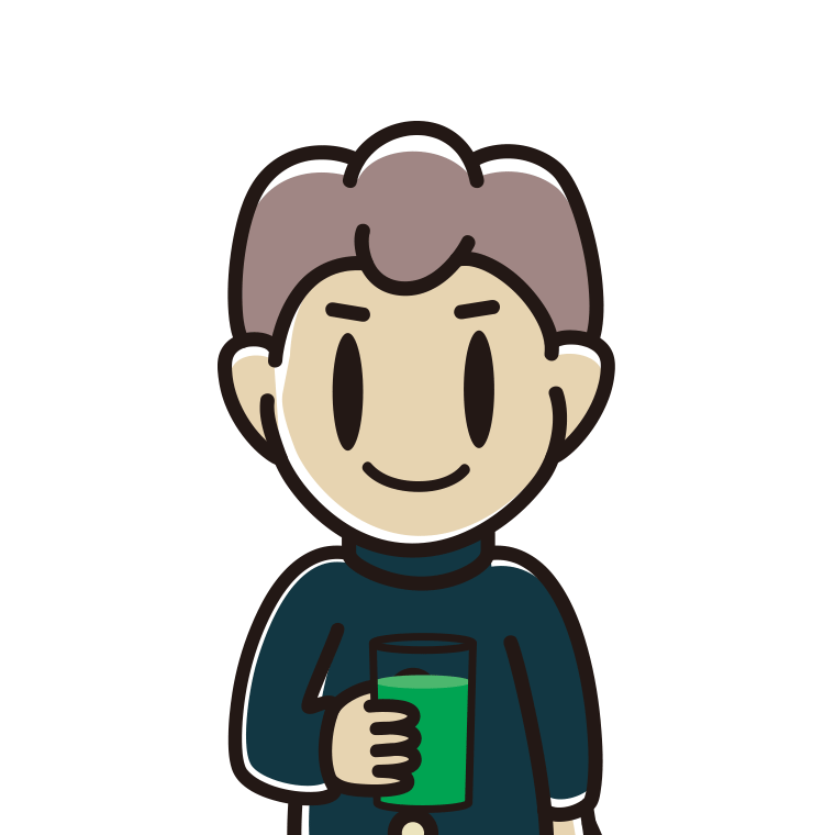 青汁を飲む男子中学生のイラスト【色あり、背景なし】透過PNG