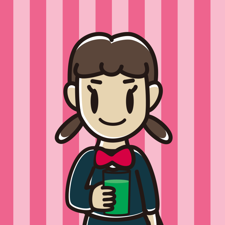 青汁を飲む女子中学生のイラスト【色、背景あり】PNG