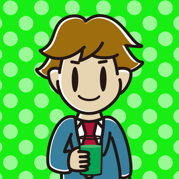青汁を飲む男子高校生のイラスト【色、背景あり】PNG