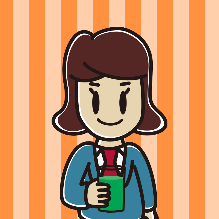 青汁を飲む女子高校生のイラスト【色、背景あり】PNG