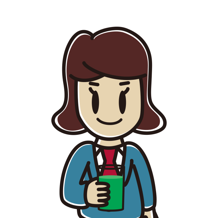 青汁を飲む女子高校生のイラスト【色あり、背景なし】透過PNG