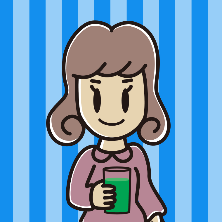 青汁を飲む女子大学生のイラスト【色、背景あり】PNG