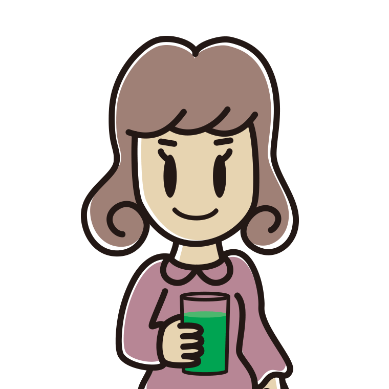 青汁を飲む女子大学生のイラスト【色あり、背景なし】透過PNG
