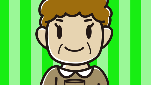 青汁を飲むおばさんのイラスト【色、背景あり】PNG