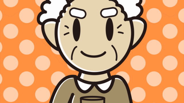 青汁を飲むおじいさんのイラスト【色、背景あり】PNG