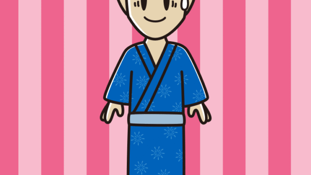 苦笑いする浴衣姿の男性のイラスト【色、背景あり】PNG