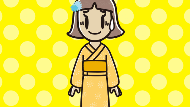 苦笑いする浴衣姿の小学生女子のイラスト【色、背景あり】PNG