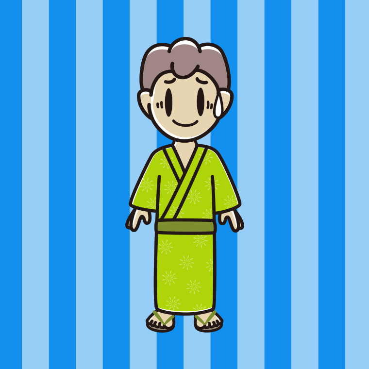 苦笑いする浴衣姿の男子中学生のイラスト【色、背景あり】PNG