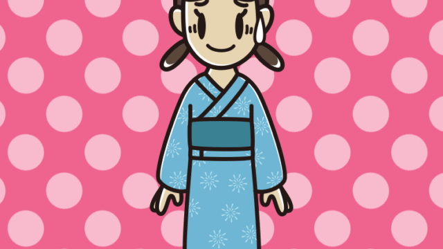 苦笑いする浴衣姿の女子中学生のイラスト【色、背景あり】PNG