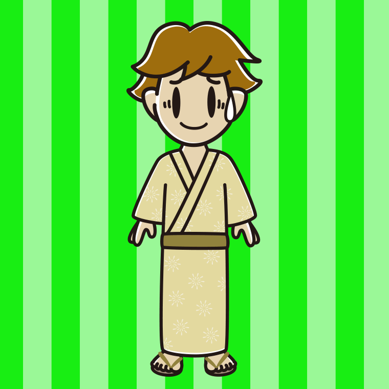 苦笑いする浴衣姿の男子高校生のイラスト【色、背景あり】PNG