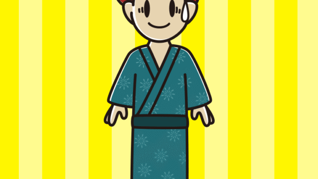 苦笑いする浴衣姿の男子大学生のイラスト【色、背景あり】PNG