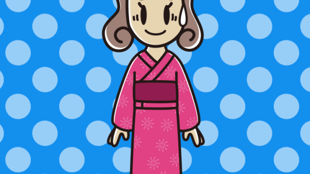 苦笑いする浴衣姿の女子大学生のイラスト【色、背景あり】PNG