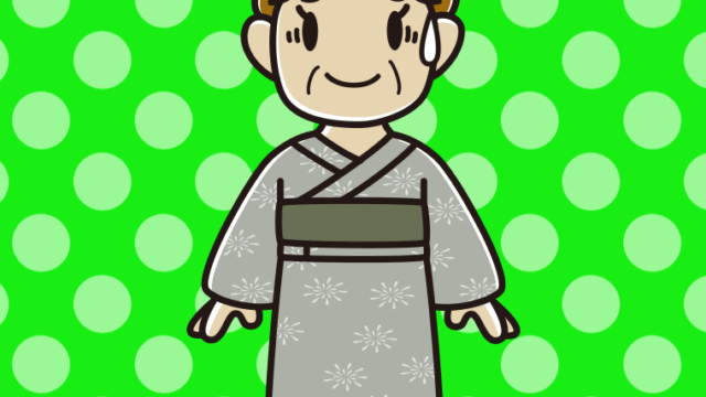 苦笑いする浴衣姿のおばさんのイラスト【色、背景あり】PNG