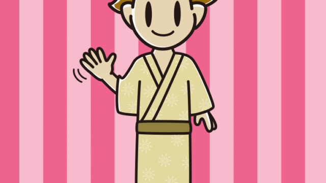 手を振る浴衣姿の男子高校生のイラスト【色、背景あり】PNG